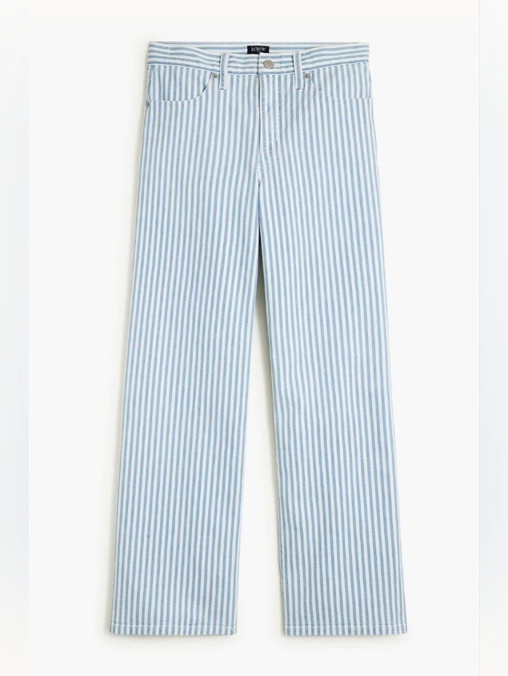 J. Crew Blue & White Striped Wide-Leg Crop Jeans